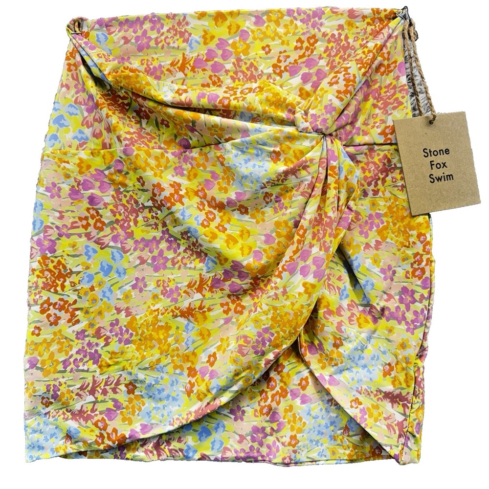 Stone Fox Swim Selma Sarong Flower Fields Floral Wrap Cover Up Skirt Sz S NWT